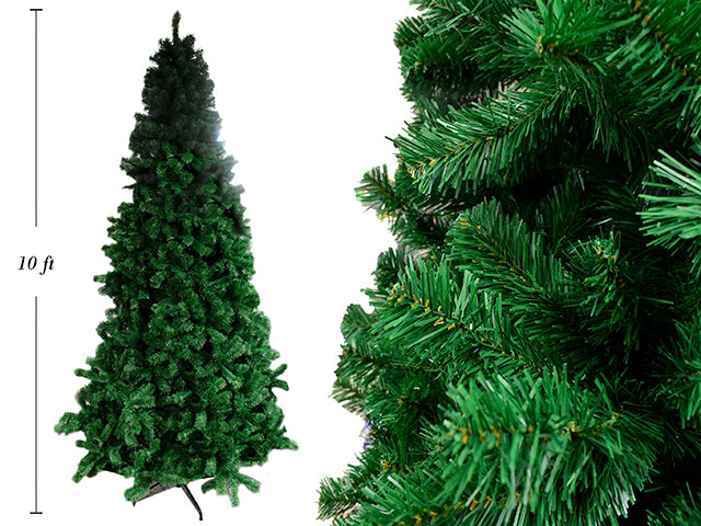 10 ft (305cm) Green Spruce Artificial Christmas Tree. 1800 Tips x 7cm (W). White Box w/Col. Label.