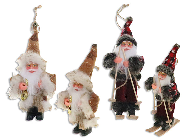 9.25in x 3.94in Xmas Santa Character Tabletop Decoration w/Jingle Bell Santa Hat. 2 Asst. Cht