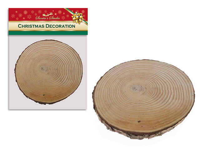 7-5/8in Xmas Tree Trunk Slice. Pbh. NATURAL PRODUCT - VARIATIONS WILL OCCUR