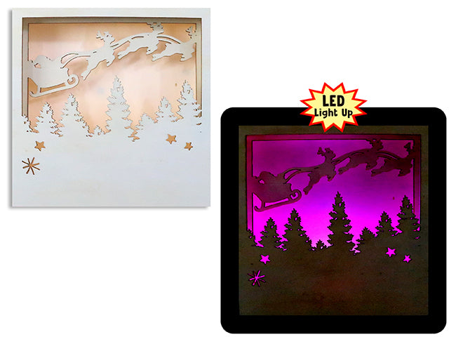 7.5in Xmas B/O LED Col. Changing Decor Your Own Die-Cut Xmas Scene Tabletop Decor. LBL.