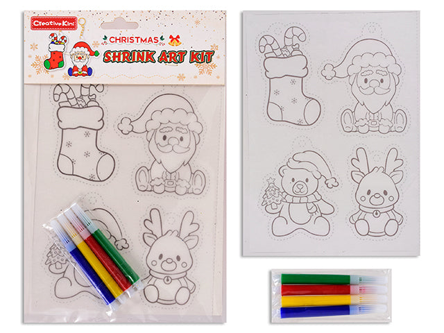 4pk 7.75in x 5.75in Xmas Bake Your Own Shrink Art Keychain. Incl: 4x Makers. 2 Asst. Fold Over h/c.