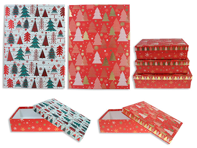 Set/3 Foil Xmas Tree Gift Box Set. 2 Asst.