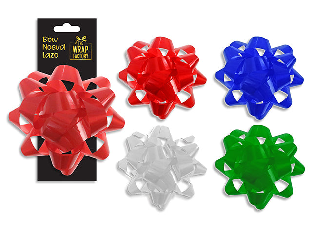 8in 18-Loop Xmas Jumbo Lacquer Gift Bow. 35mm(W) Ribbon. 4 Asst.Colours. Toc.