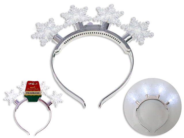 8.3in B/O 4-LED Snowflake Headband. 3 Functions. h/c.