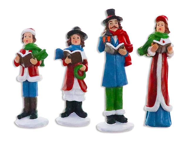 Xmas Polyresin Carollers. 2 Asst.Sizes x 2 Asst.Styles. 24pcs/Eggcrate Tray.