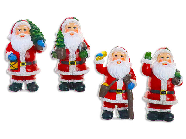 3-7/8in Xmas Polyresin Santa Decoration. 4 Asst. 24pcs/Eggcrate Tray.