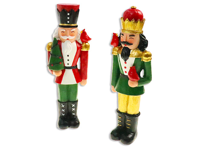 8.86 in(H)x3in(L) Xmas Polyresin Nutcracker. 2Asst.