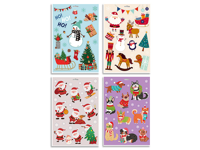 12in x 17in Xmas Window Clings. 4 Asst.Styles.