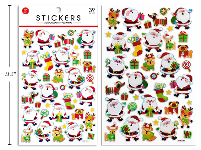 Xmas Silver Outline Stickers. Sheet SIze: 8.25in x 5.5in. Polybag w/ Insert.