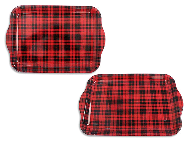 17.75in x 12in Xmas Buffalo Plaid Rectangle Plate.