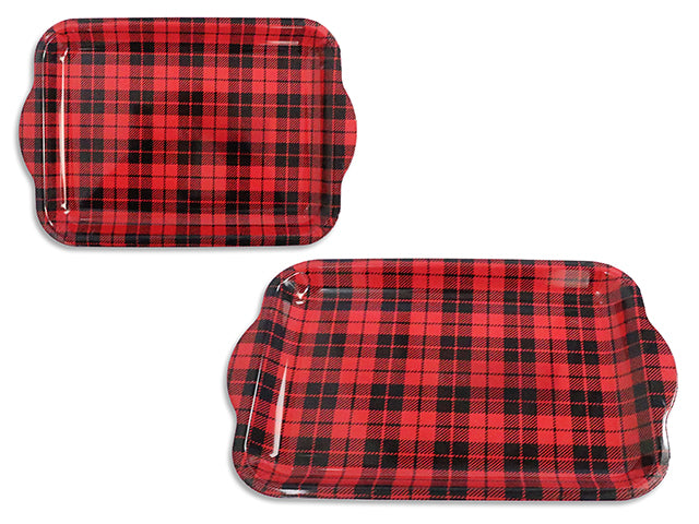 13-3/8in x 8-7/8in Xmas Buffalo Plaid Rectangle Plate.