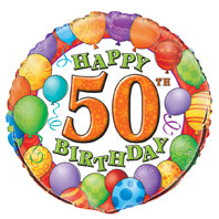 18" Pkd 50Th Birthday Foil Balloons