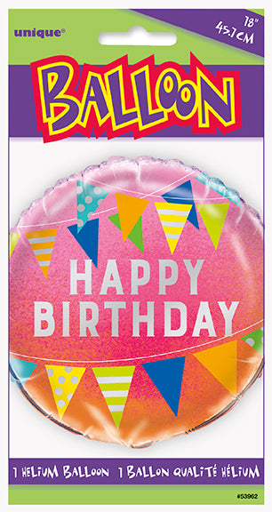 18" Packaged Pink Ombre Birthday Foil Balloon