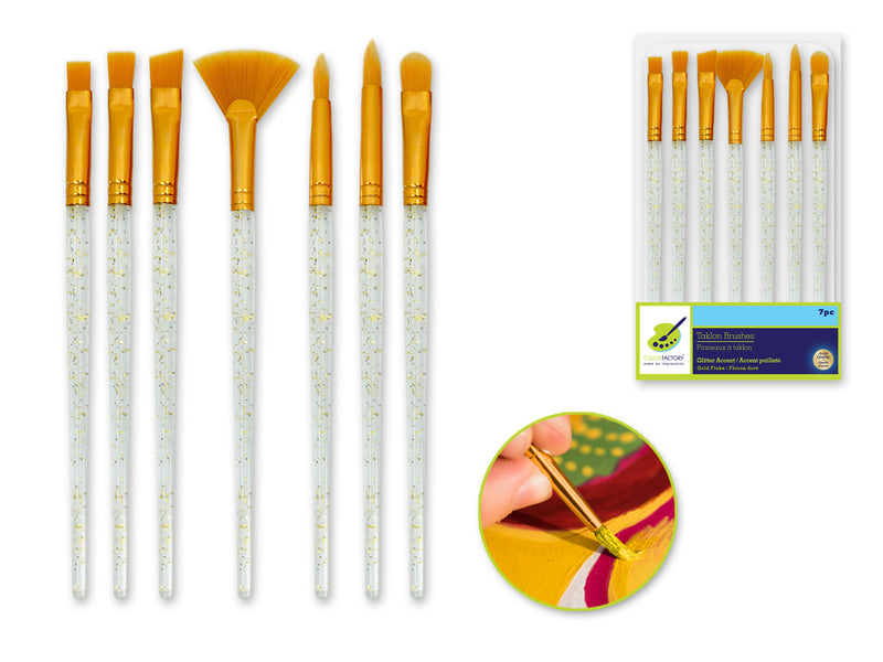 Artist Brush Set: Taklon Glitter Accent Series x7 Clear PS Handle