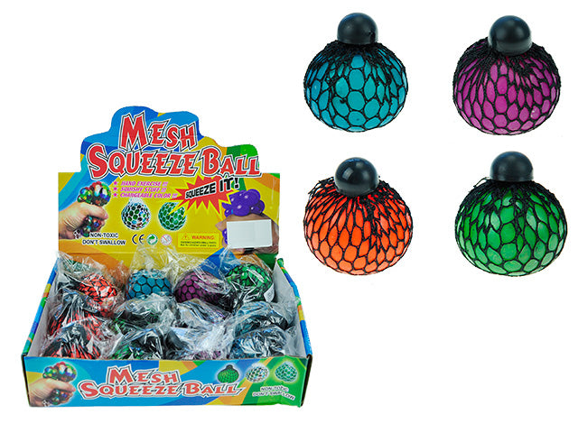 60Mm Squishy Colour Changing Mesh Squeeze Ball. 4 Asst. Orange- Purple- Green- Teal.