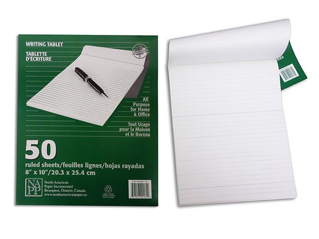 Writing Tablet 50 Ruled White Sheets