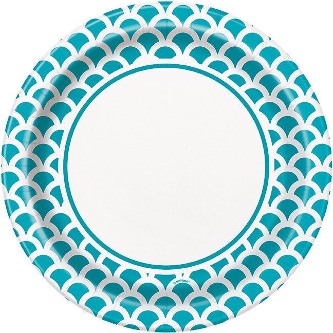 Teal Scallop Plates Large