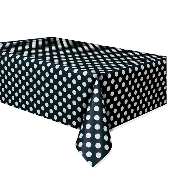 Black Dots Plastic Table Cover