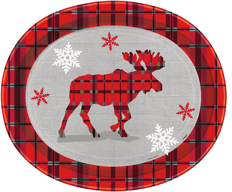 8 Rustic Plaid Xmas Oval Plt