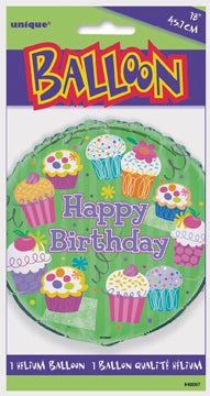 18" Pkg Cupcake Prty Hb Foil Bl