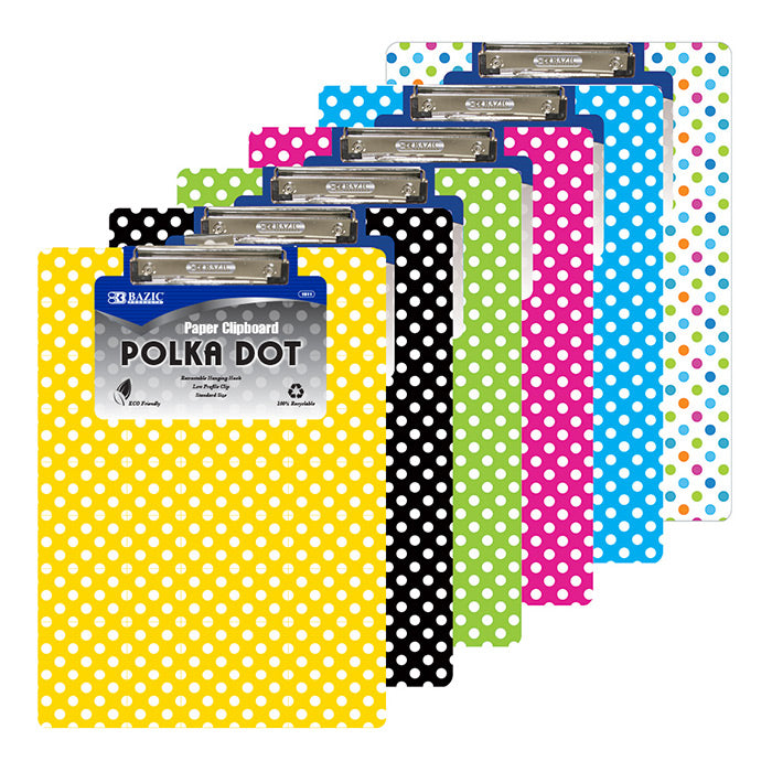 Bazic Standard Size Polka Dot Paperboard Clipboard