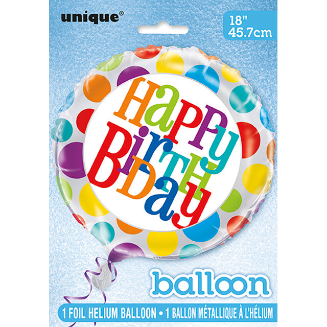Rainbow Dot Happy Birthday Foil Balloon