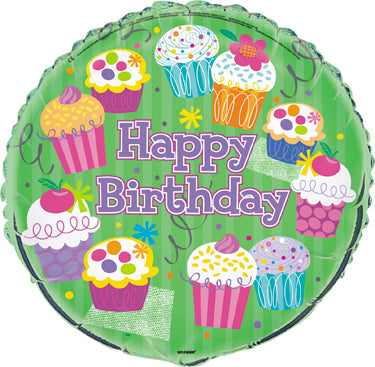 18" Cupcake Party Birthday Foil Balloon