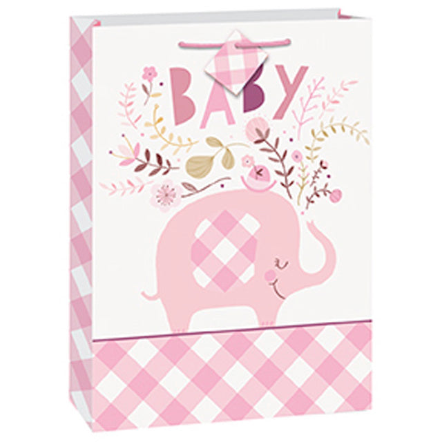 Pink Floral Elephant Gift Bag Jumbo