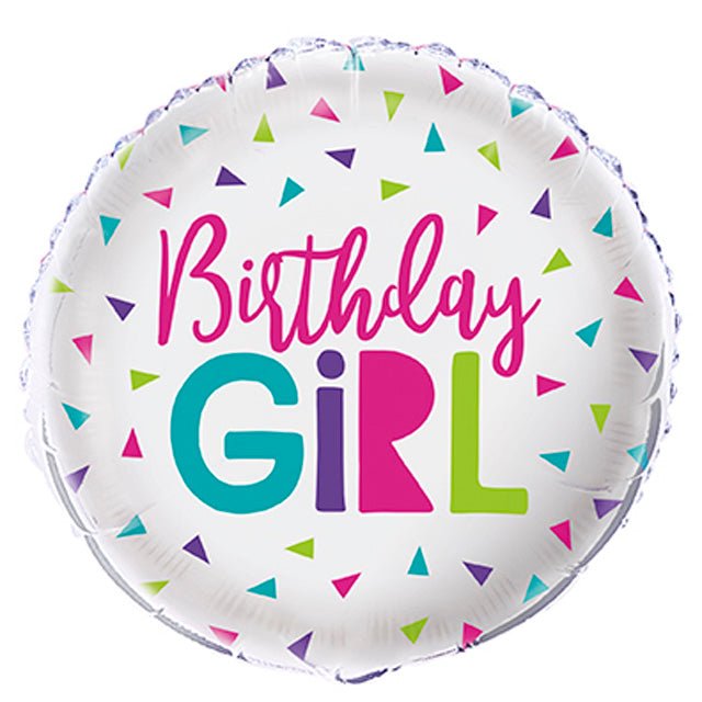 Confetti Birthday Round Girl Foil Balloon