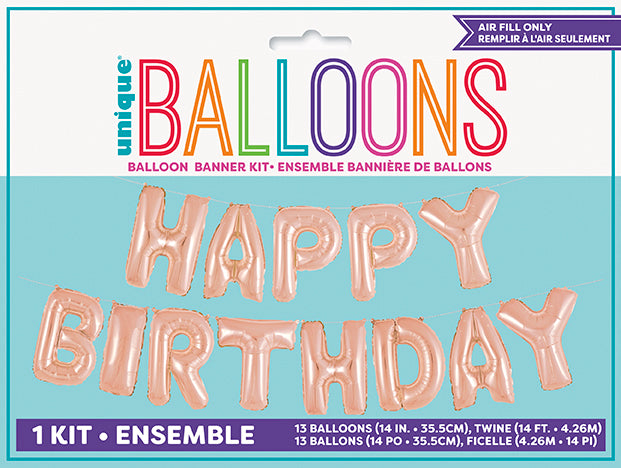 Rose Gold Birthday Letter Balloon Banner Kit
