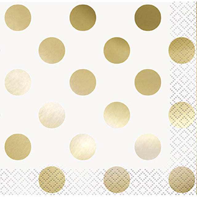 Gold Foil Dot Beverage Napkins