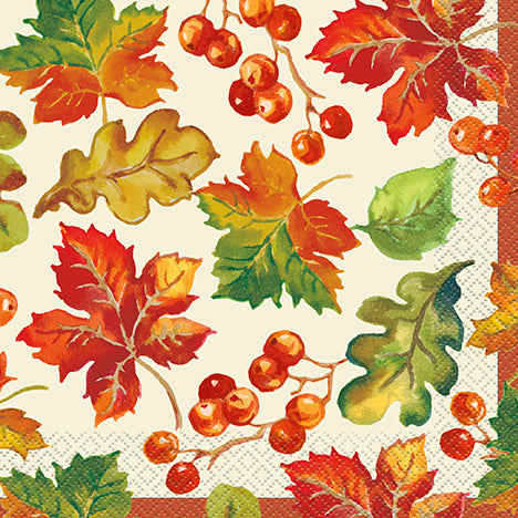 Berries And Leaves Fall Luncheon Napkins