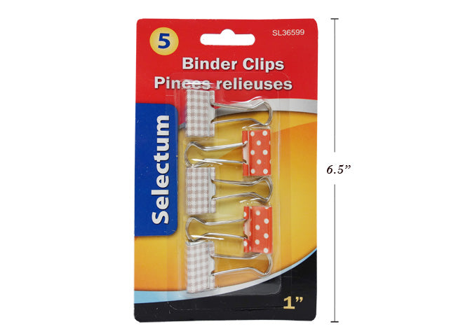 Printed Binder Clips 5 Pack