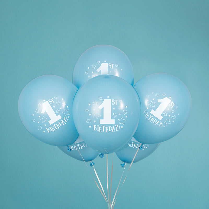 Blue Stars First Birthday Balloon