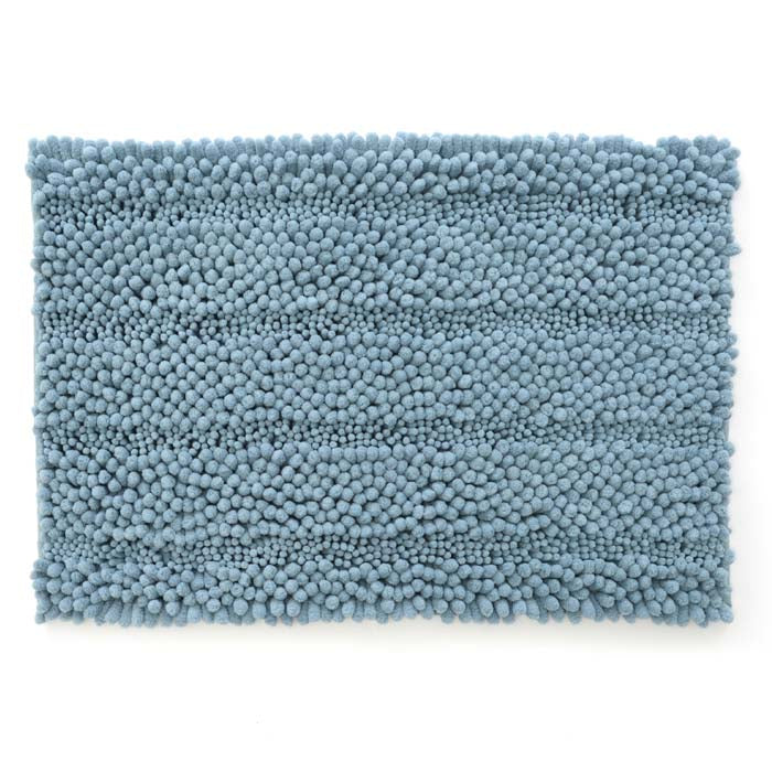 Striped Teal Chenille Bath Mat