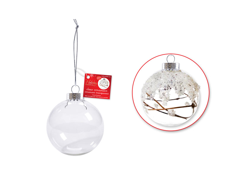 Seasonal Décor: 8.25cm DIY Round Plastic Ornament w/Met Cap+Cord