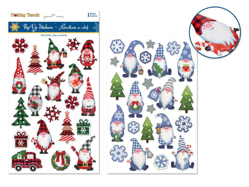 Holiday Stickers: 5.5"x8.25" 3D Pop-Up Glitter Asst18eax2styles