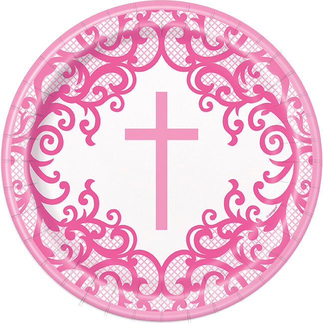 Fancy Pink Cross Plates Large