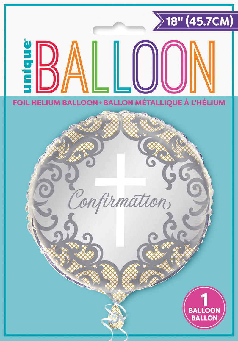 Fancy Gold Cross Confirmation Round Foil Balloon