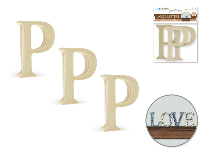 Pine Standing Wood Letters P