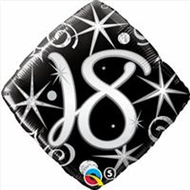 18"Q Happy Birthday Elegant Sparkles & Swirls 18th Pkg