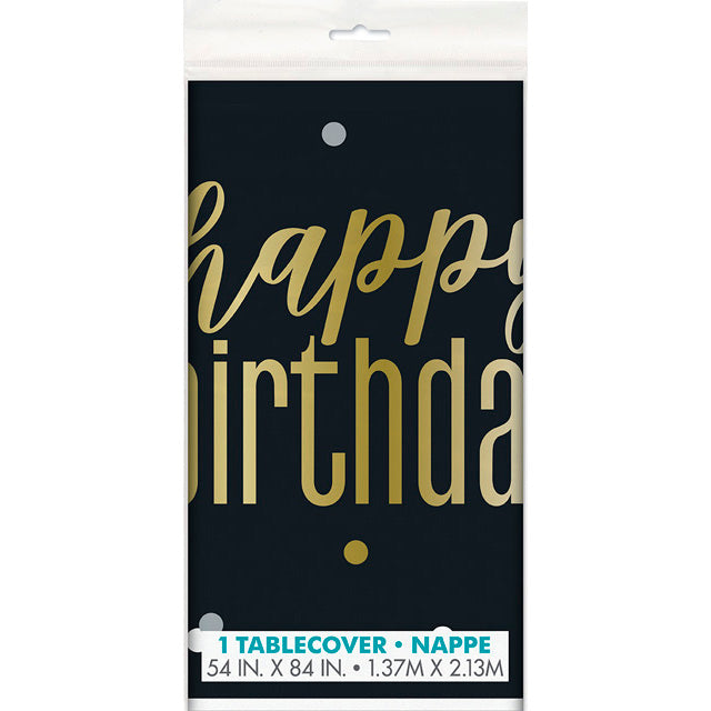 Metallic Happy Birthday Plastic Table Cover