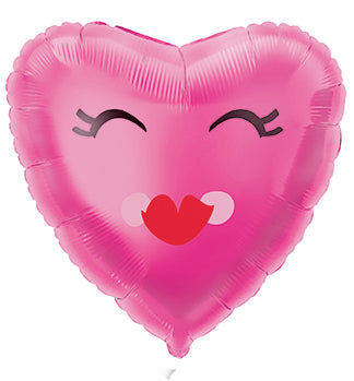 Smiling Pink Heart Foil Balloon