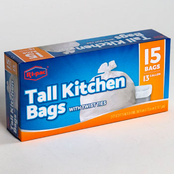 White Kitchen Trash Bags 13 Gal