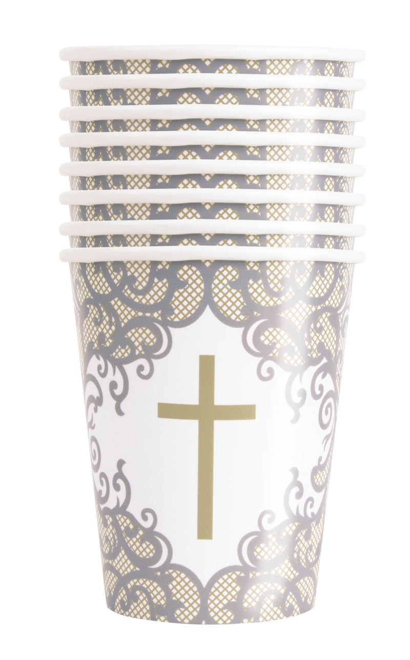 Fancy Gold Cross Paper Cups