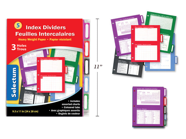 Index Dividers Wit Assistant Charts 5 Pack