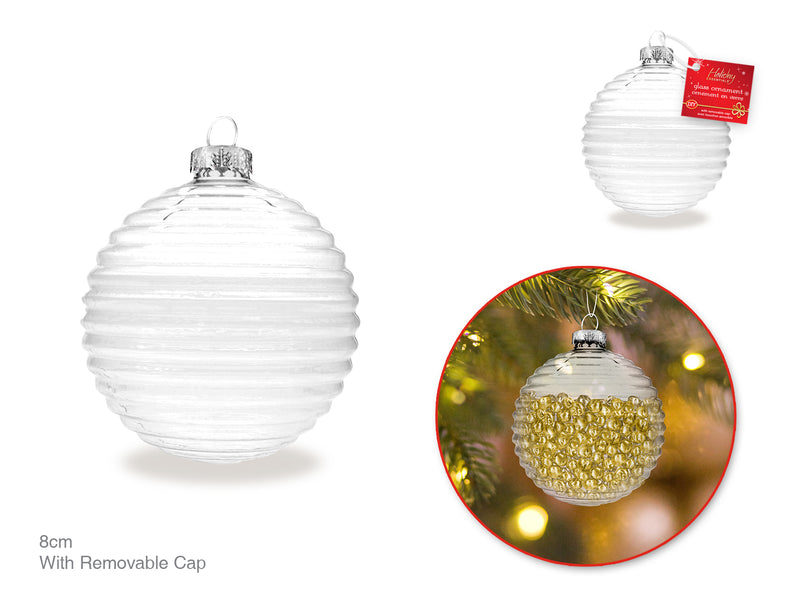 Seasonal Décor: 8cm DIY Ornate Ornament Glass w/Metal Hanger