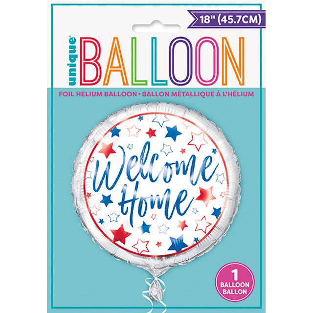 Red White And Blue Welcome Home Foil Balloon Packaged