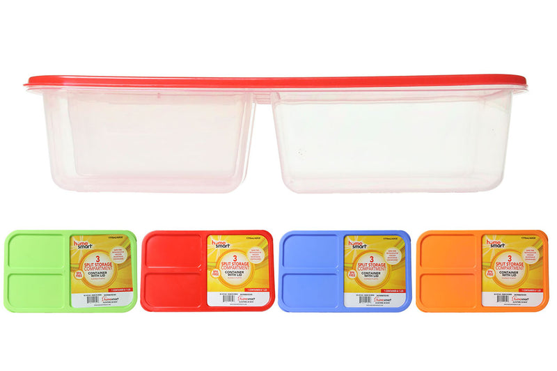 Plastic Container With 3 Section And Lid