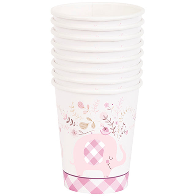Pink Floral Elephant Paper Cups